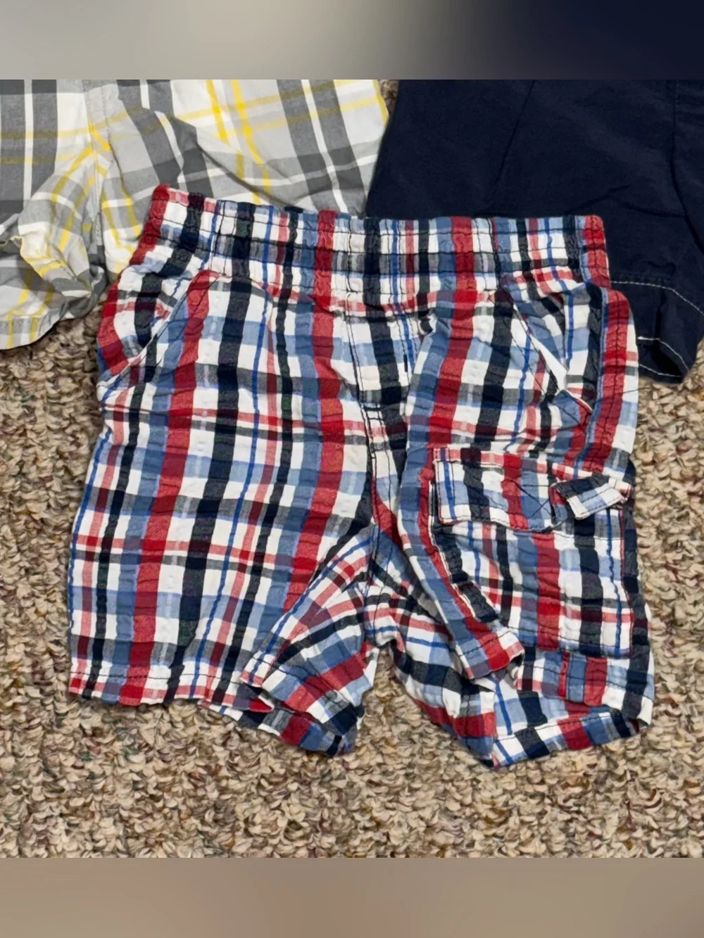 Boys girls toddler size 18 month shorts Gray and Yellow Plaid Shorts lot of 3